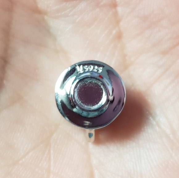 925 Sterling Silver Coffee Cup Pink Zircon Heart - Picture 5 of 8